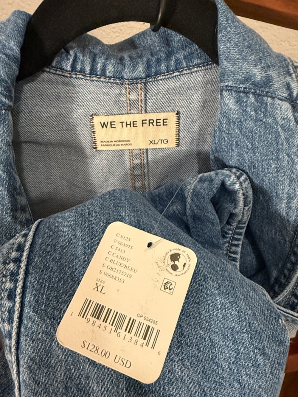 We The Free Free People Dover Playsuit Denim Romper Candy Blue NWT size XL - Picture 2 of 7